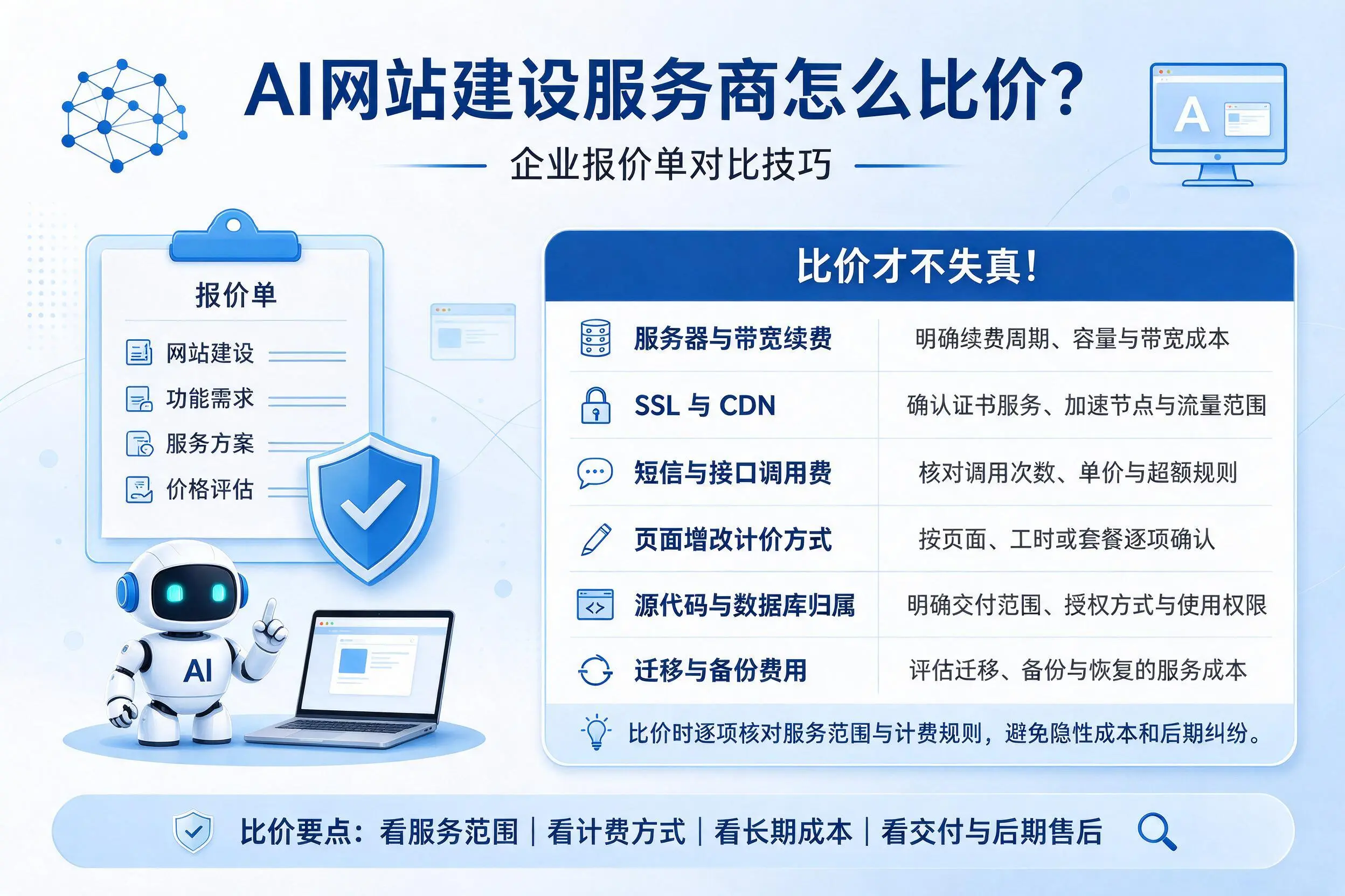 AI网站建设服务商怎么比价？安顺企业报价单对比技巧
